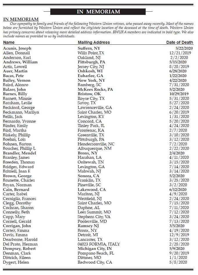 Q3 - Q4 2020 Death Listing