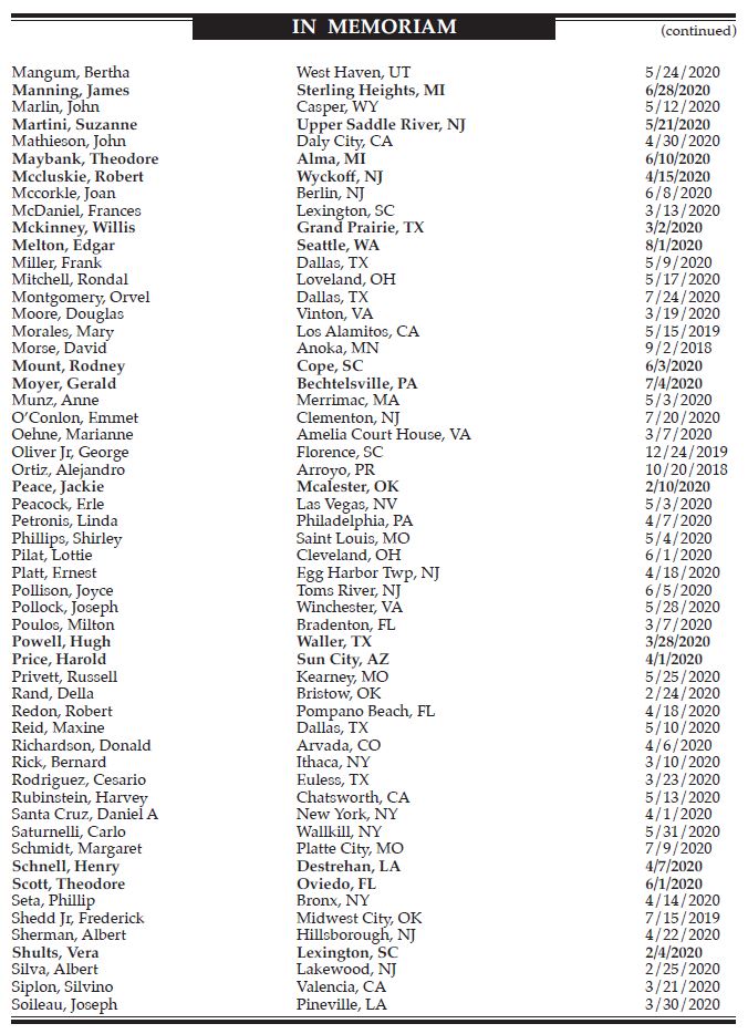 Q3 - Q4 2020 Death Listing